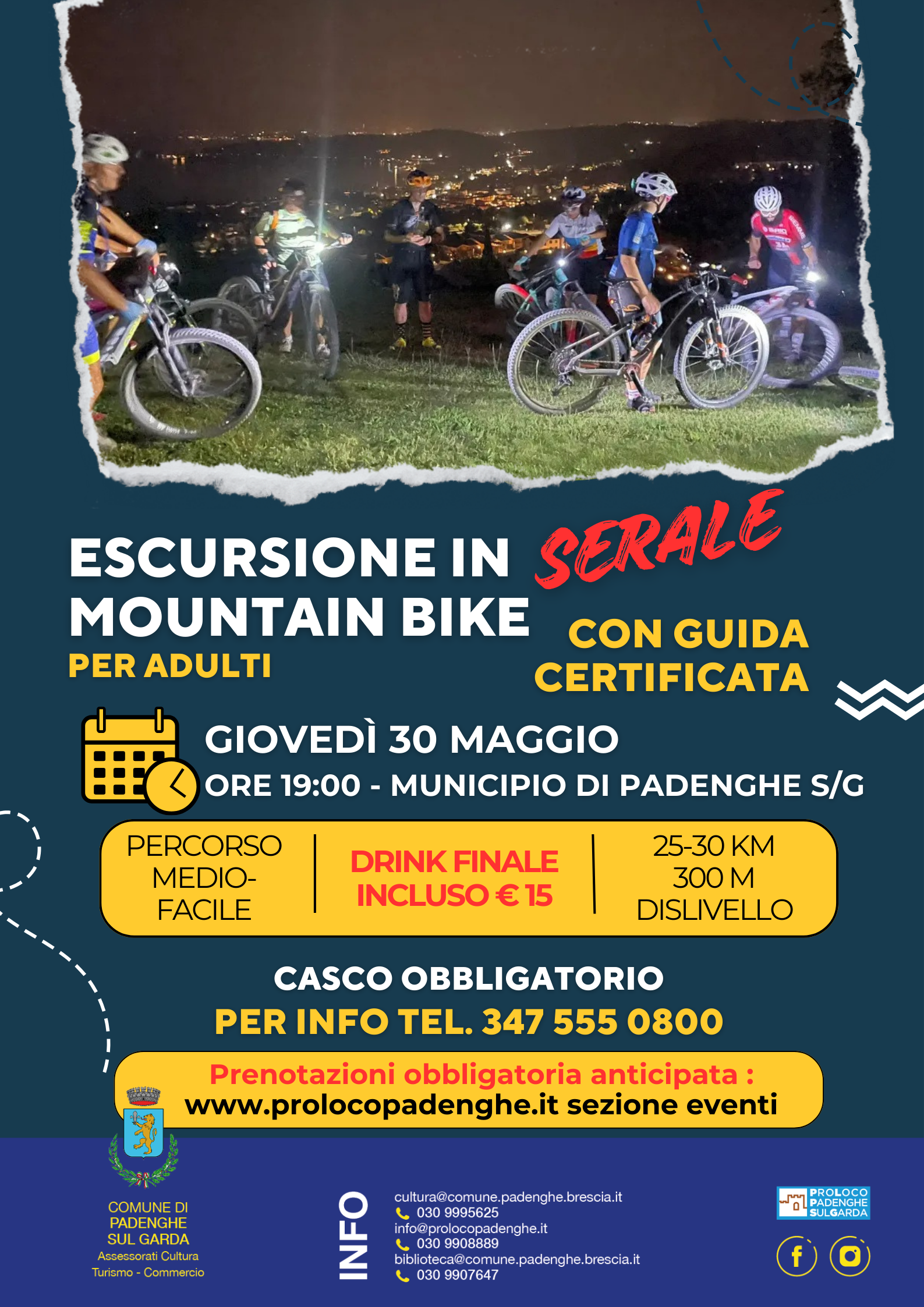EVENING MOUNTAIN BIKE EXCURSION 30th MAY