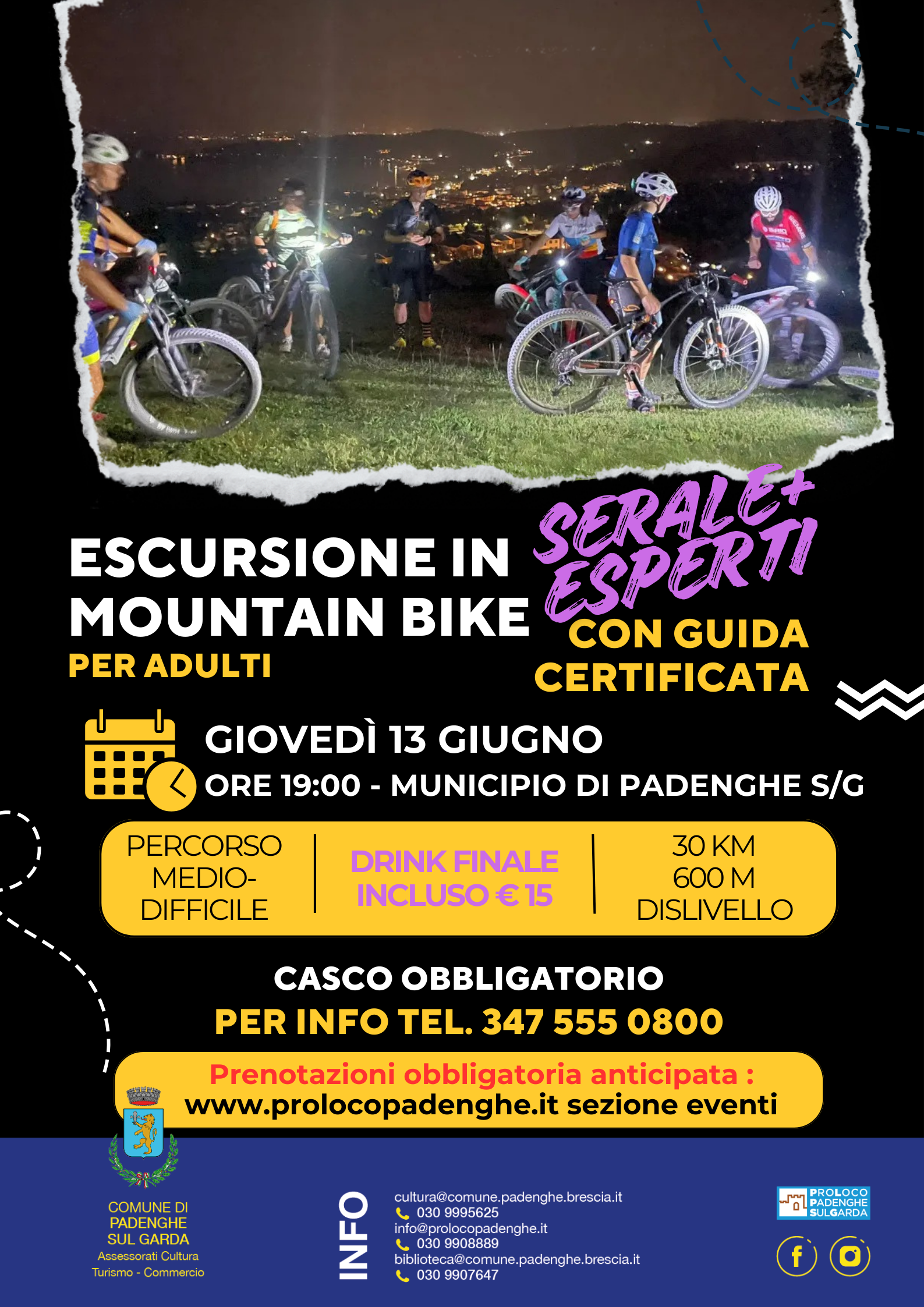 EVENING MOUNTAIN BIKE EXCURSION FOR EXPERTS 13th JUNE