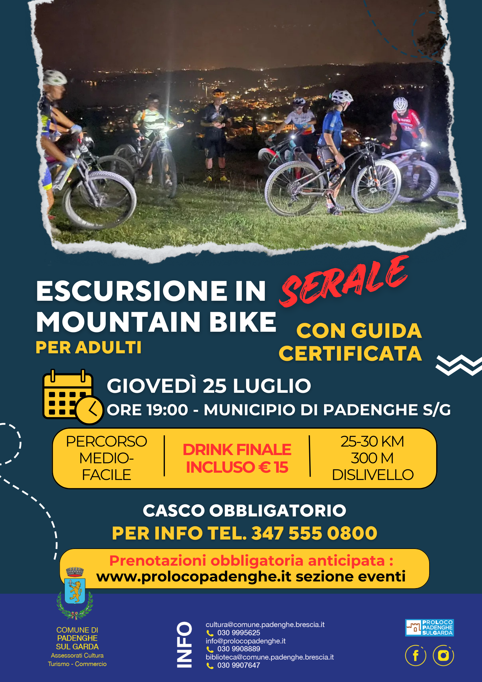EVENING MOUNTAIN BIKE EXCURSION 25th JULY